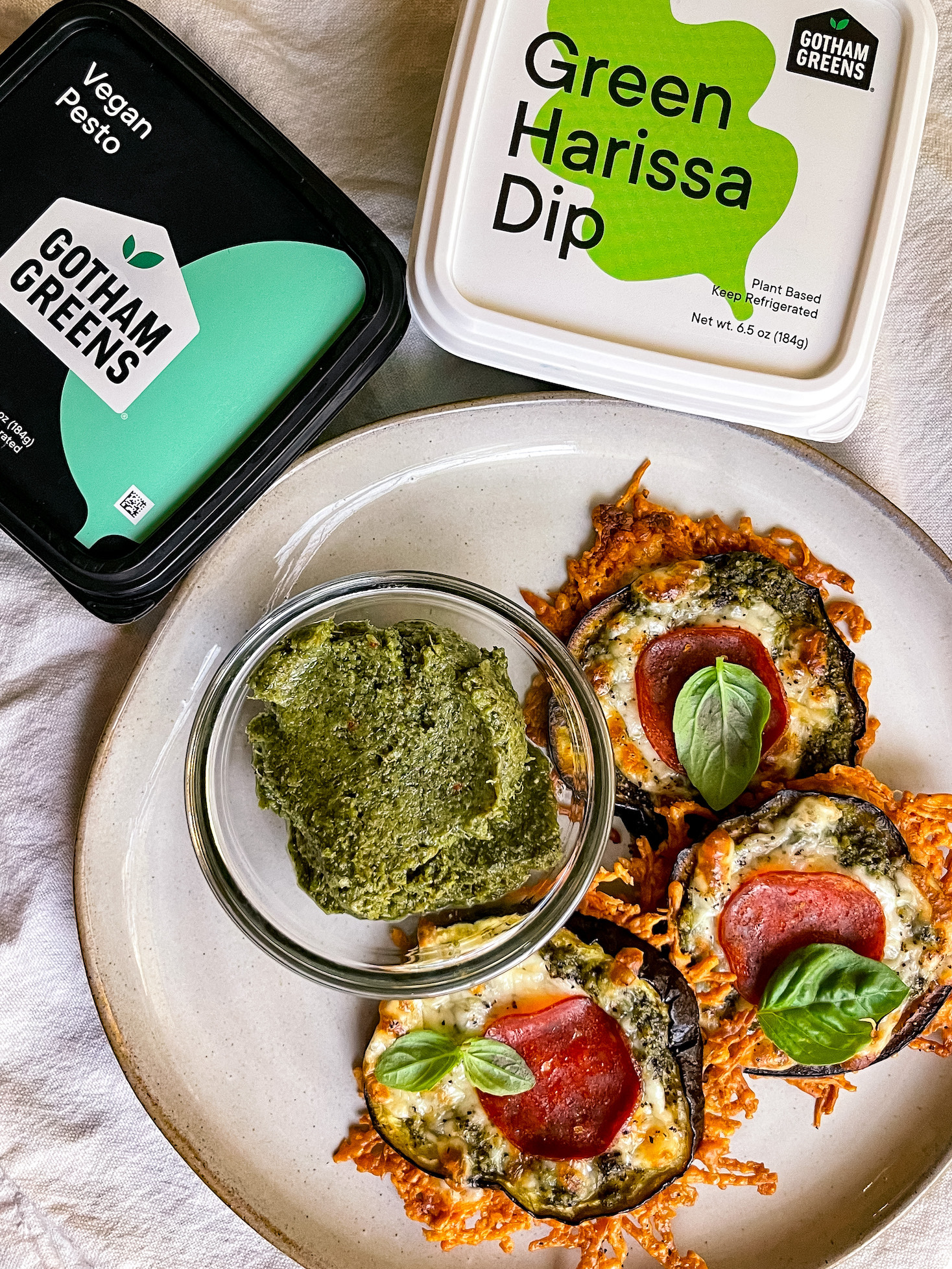 Pesto Eggplant Pizza Bites Gotham Greens